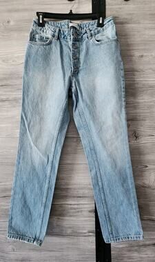 Anine Bing Jeans Women's 28 Light Wash High Rise Button Fly Straight Leg Denim
